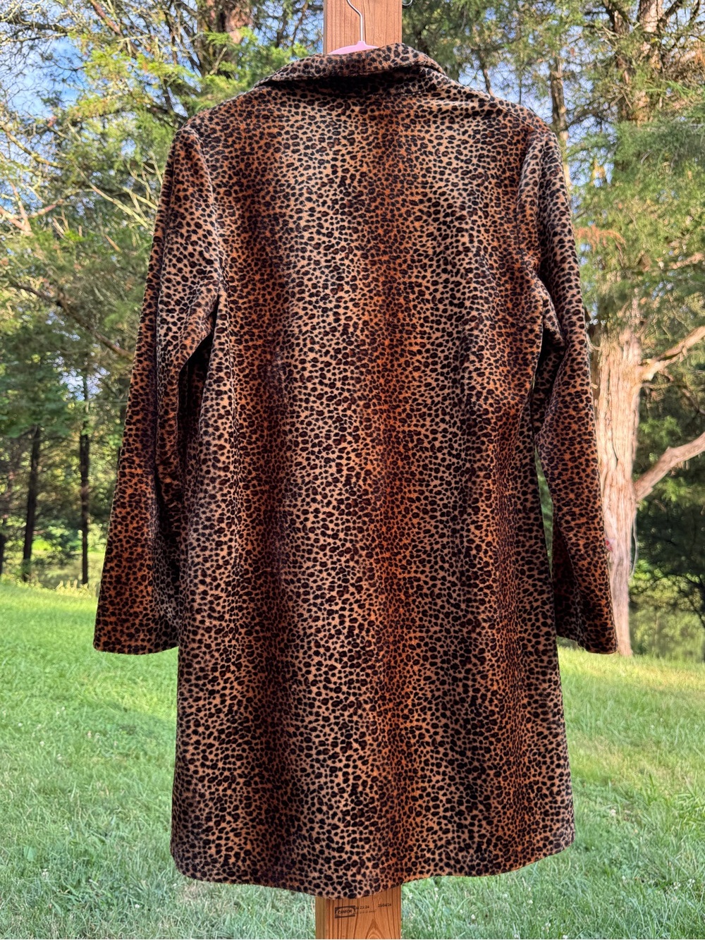 Vintage 90s Cheetah Leopard Print Velvet Coat - Picture 3 of 7